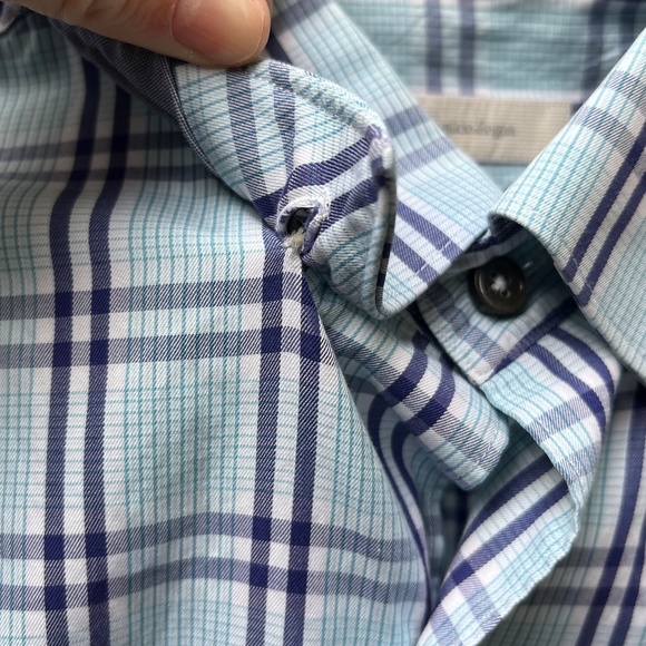 Ermenegildo Zegna - Mens Casual Button Down Shirt- Large - Navy/Aqua, XL, EUC - Picture 5 of 13